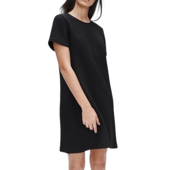 Eileen Fisher Dresses & Skirts - Eileen Fisher Cotton Tencel Honeycomb Stretch Geometry Shift Dress - Black - XL
